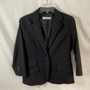 Black 55% linen 3/4 length sleeve business jacket